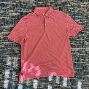 Like new vineyard vines golf shirt. Red and white striped. Size M